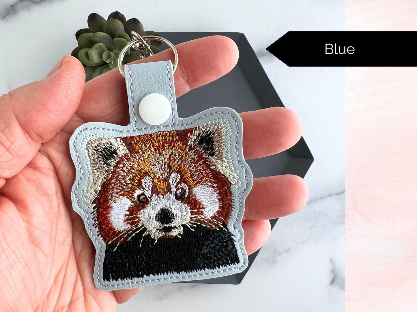 Cute Red Panda Embroidered Keychain | Key Fob or Bag Charm | Gift Panda Lover