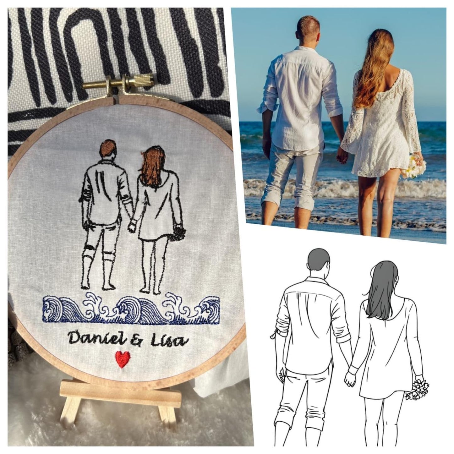 Custom Portrait Embroidery Personalized Family Photo Anniversary Gift Unique Keepsake