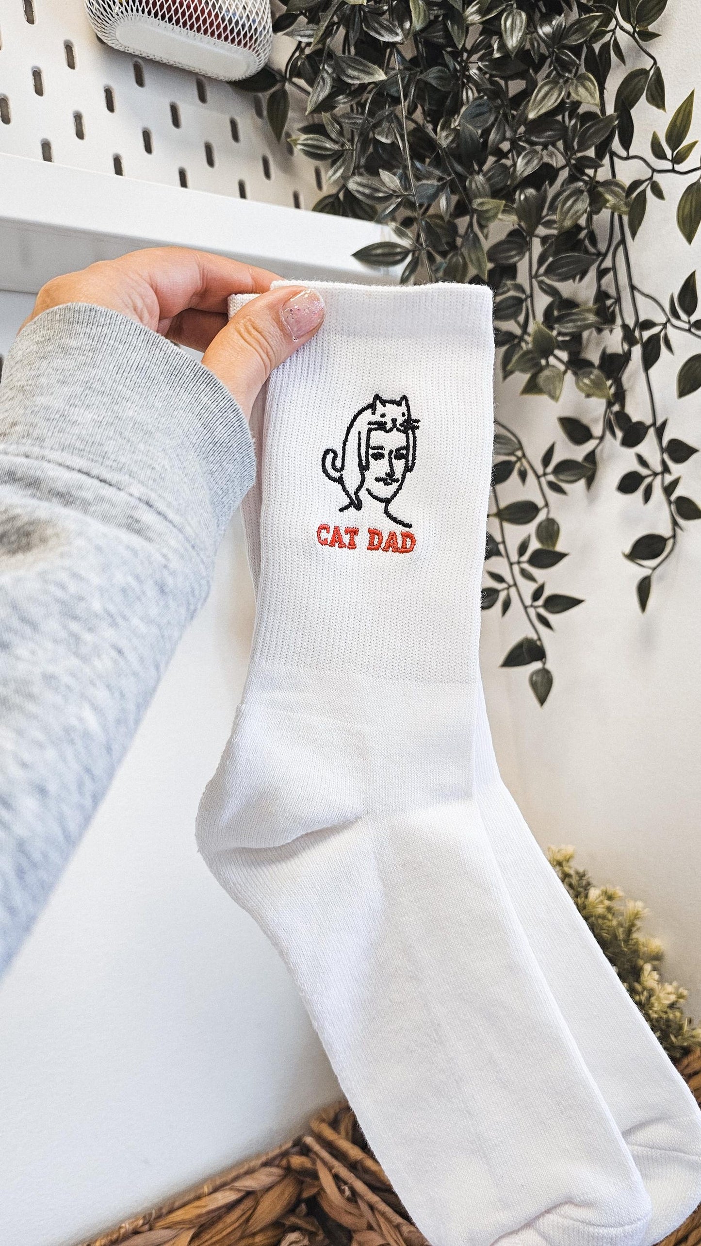 Bespoke Embroidered Cat Dad Socks, Add Names, Logos or Designs