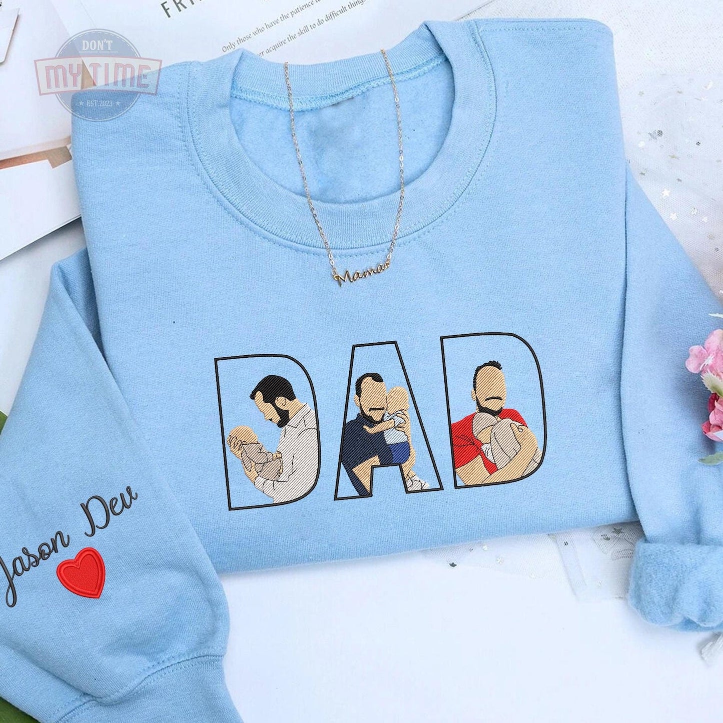 Custom Embroidered Dad Portrait Shirt – Personalized Photo Gift for Father