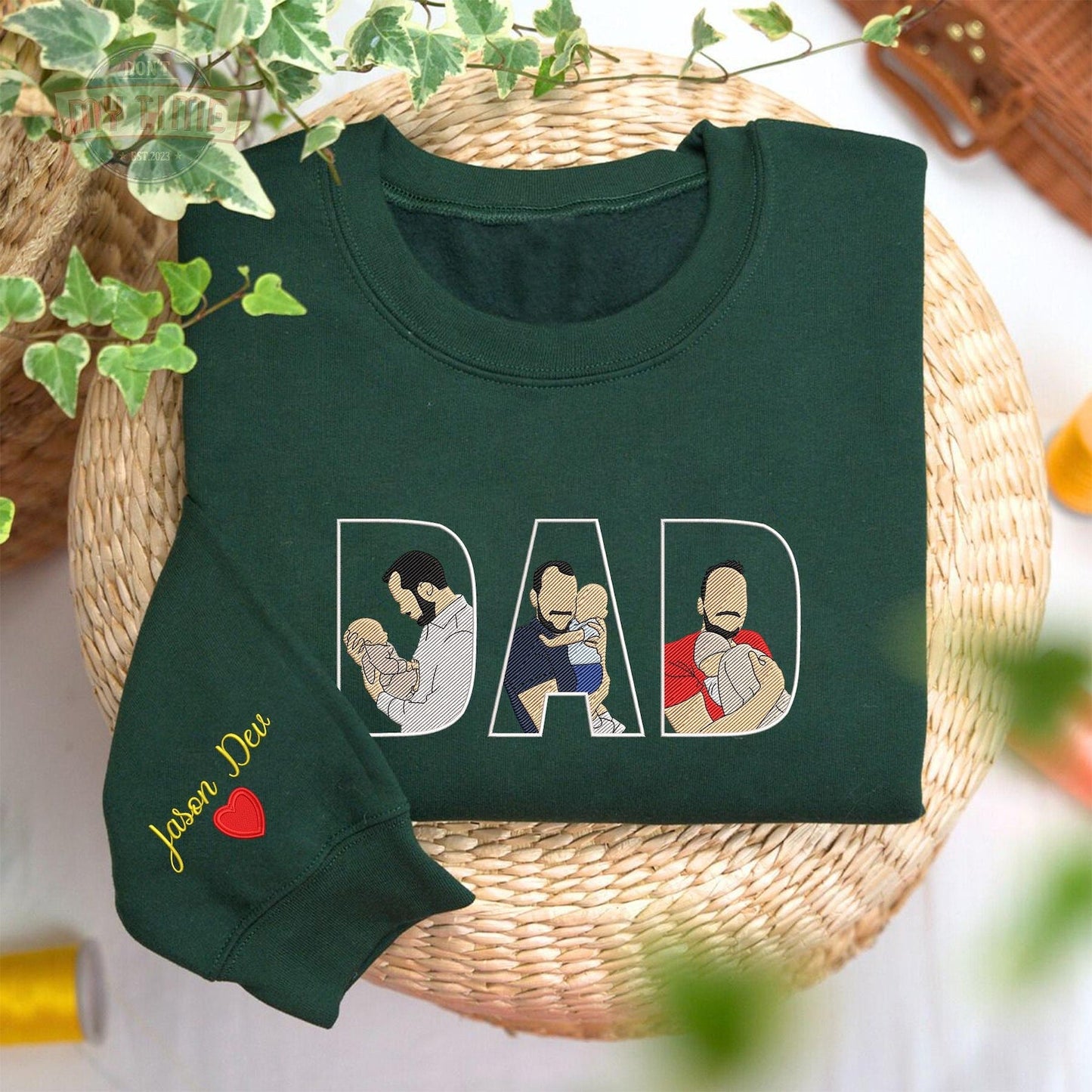 Custom Embroidered Dad Portrait Shirt – Personalized Photo Gift for Father