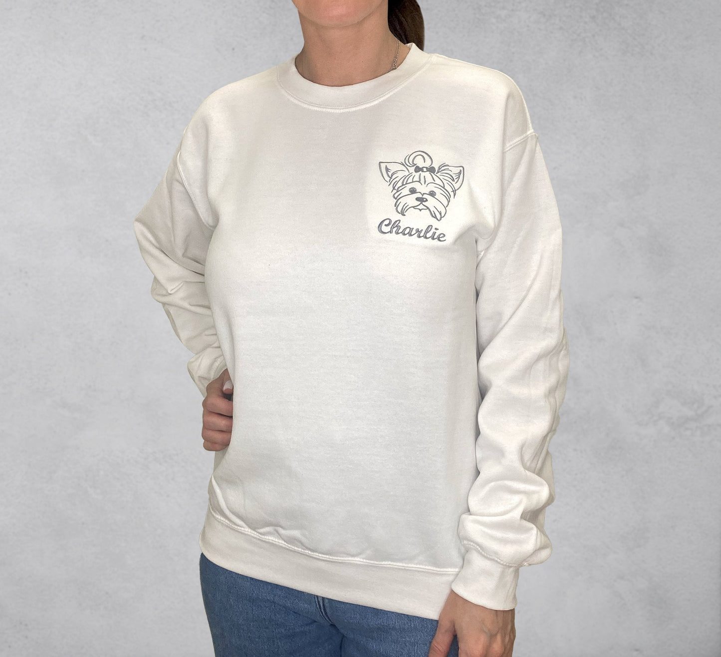 Embroidered Pet Sweatshirt, Embroidery Dog Face Hoodie, Custom Sweatshirt From Dog Mom Photo, Dog Hoodies