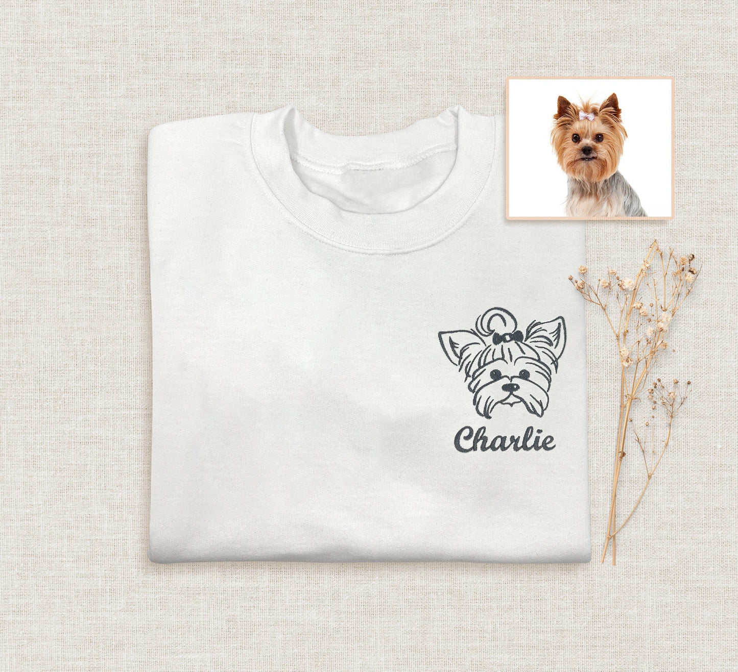 Embroidered Pet Sweatshirt, Embroidery Dog Face Hoodie, Custom Sweatshirt From Dog Mom Photo, Dog Hoodies