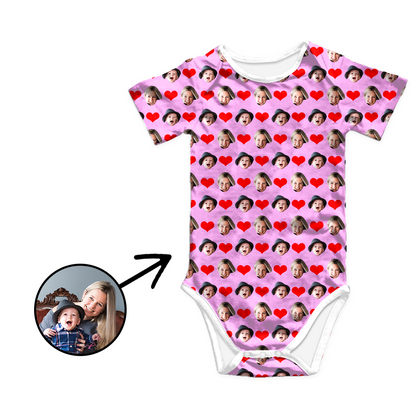 Custom Photo Baby Bodysuit Heart My Loved One's Face
