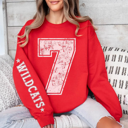 Varsity Customization: Distressed Oversized Number Letterman Sweatshirt