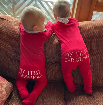 Baby's First Christmas Keepsake Romper - Personalized Soft Long Sleeve Bodysuit