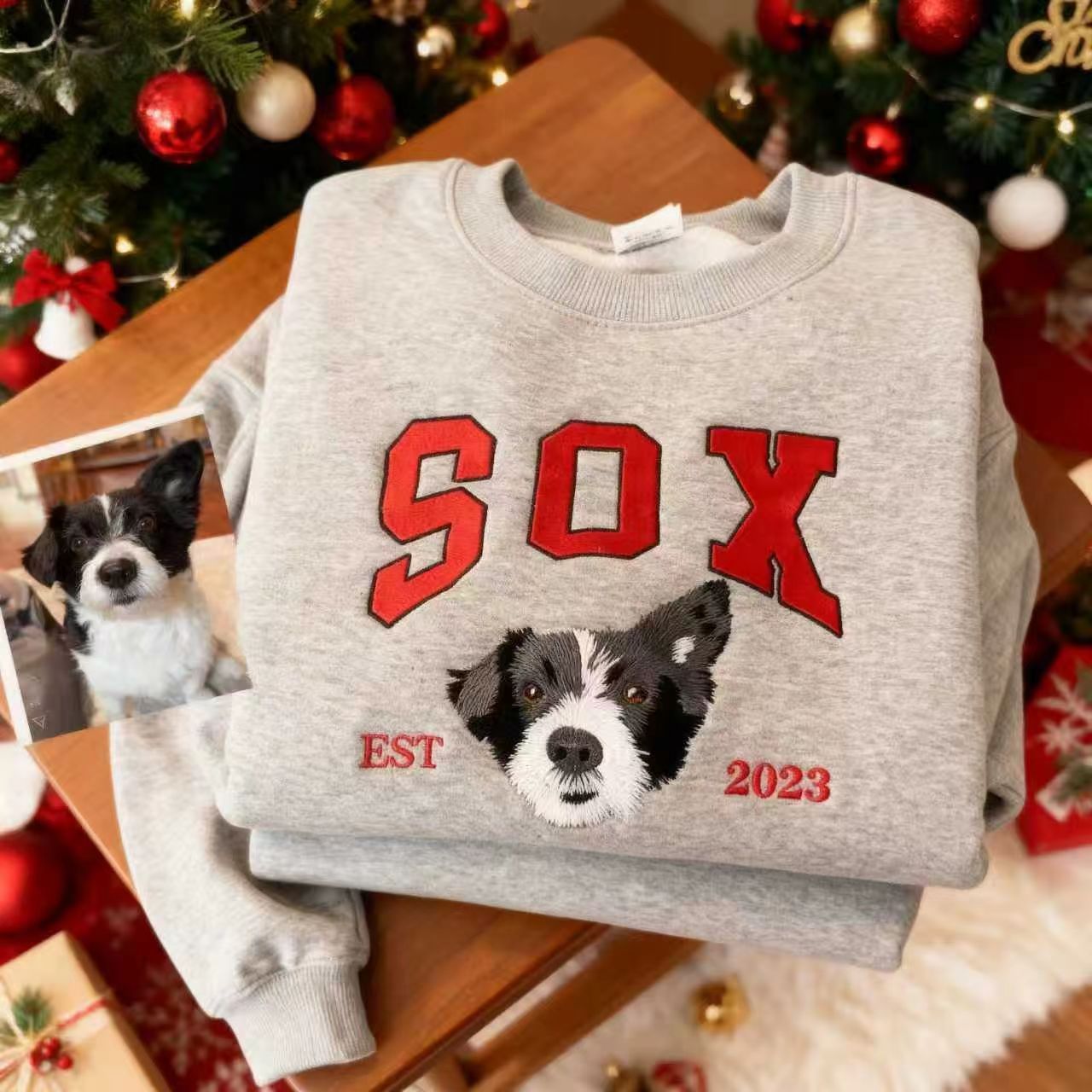 Custom Embroidered Sweatshirt from Your Photo, Personalized Cat Face with Cat Name Hoodie