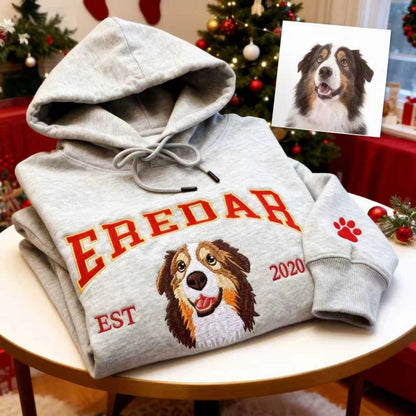 Custom Embroidered Varsity Pet From Your Photo Sweatshirt,Hoodie with Dog Name,Dog Owner Gift. gift  For Pet Lover