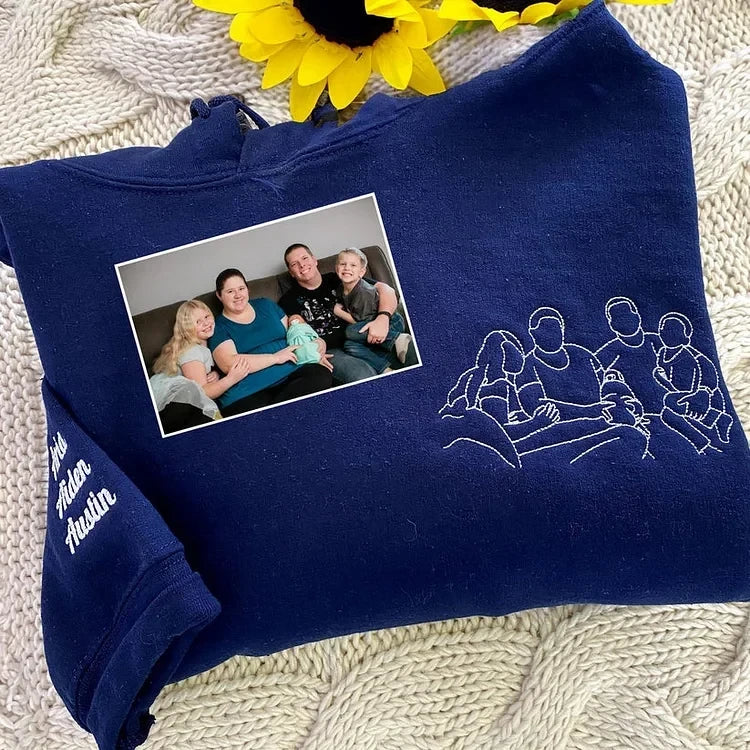 Mother's Day Custom Embroidered Sweatshirt | Turn Photo to Threads, Unique Gift for Mom