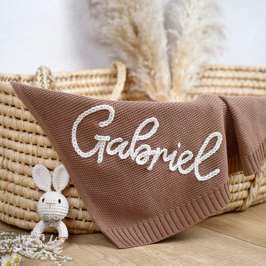 Name blanket for babies - Custom-made with embroidery, soft and breathable