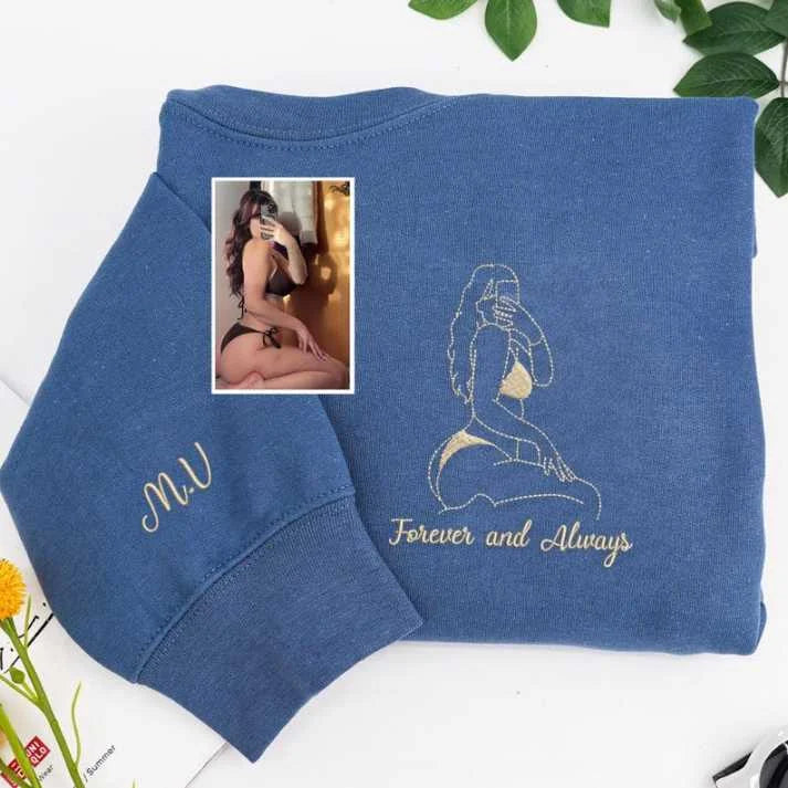Embroidered Anniversary Hoodie - Personalized Romantic Gift for Couples