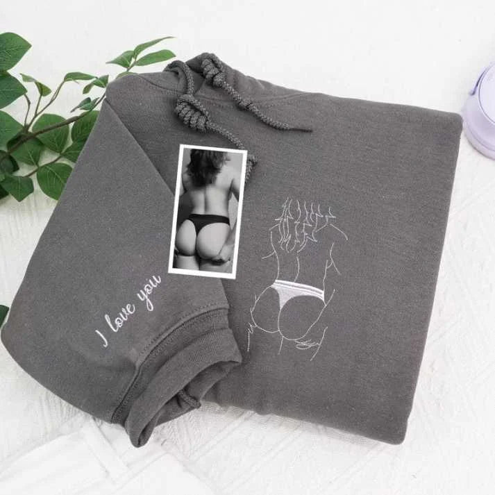 Embroidered Anniversary Hoodie - Personalized Romantic Gift for Couples