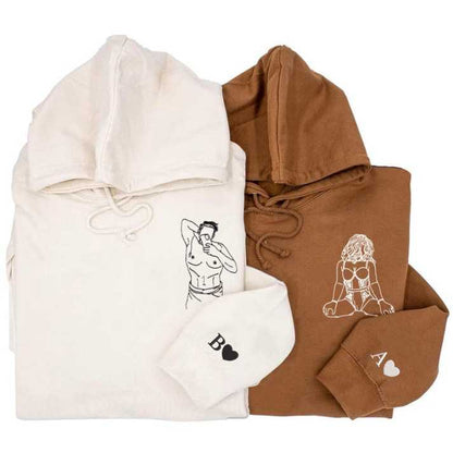 Embroidered Anniversary Hoodie - Personalized Romantic Gift for Couples
