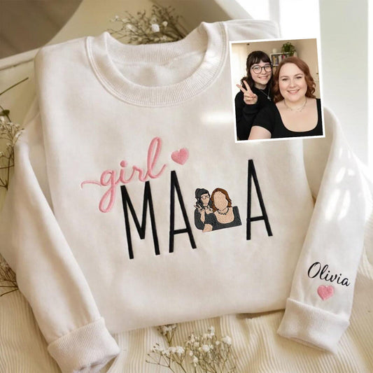 Custom Mama Embroidered Hoodie Personalized Mother Son Matching Sweatshirt Gift
