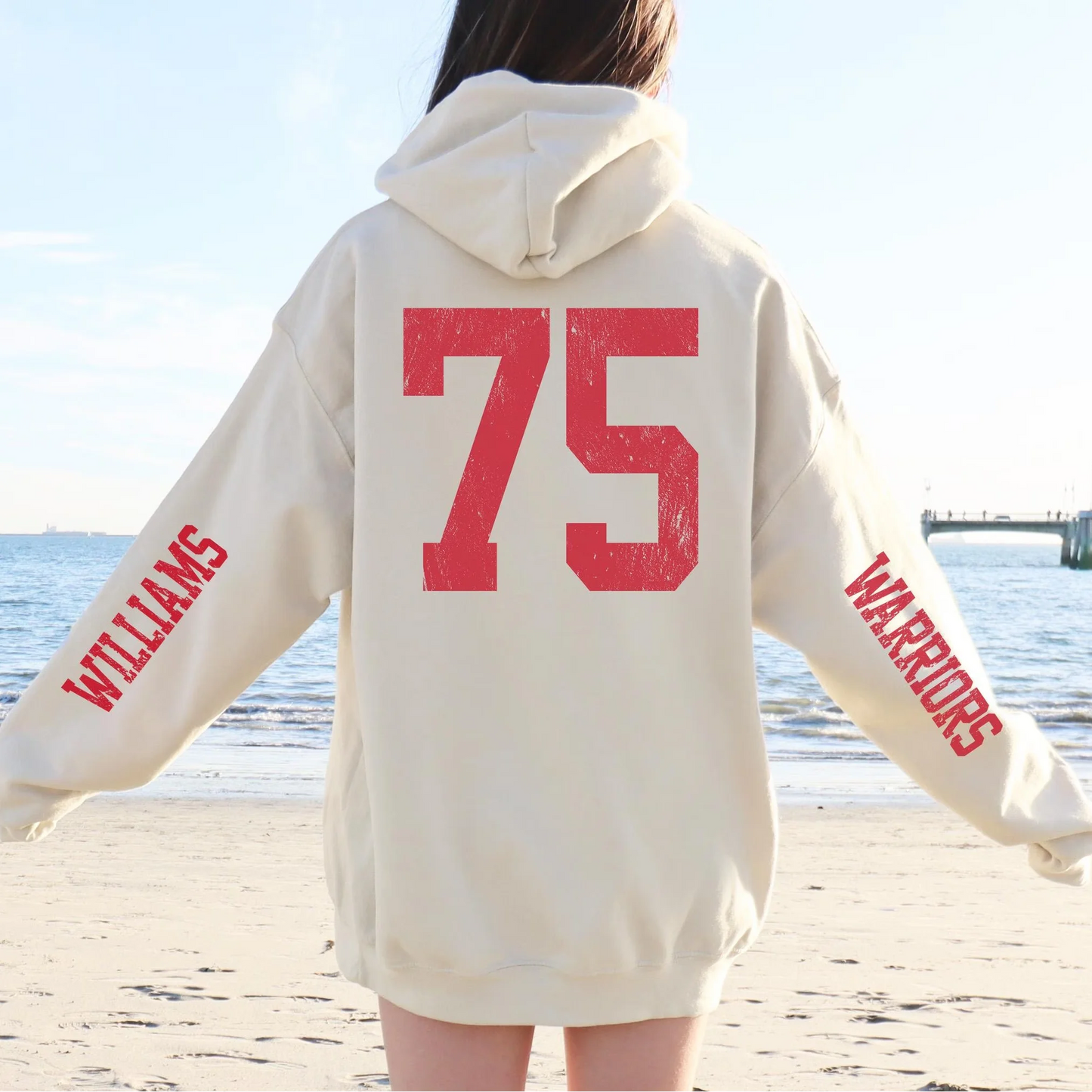 Oversized Number Varsity Pullover – Custom Distressed Letterman Style