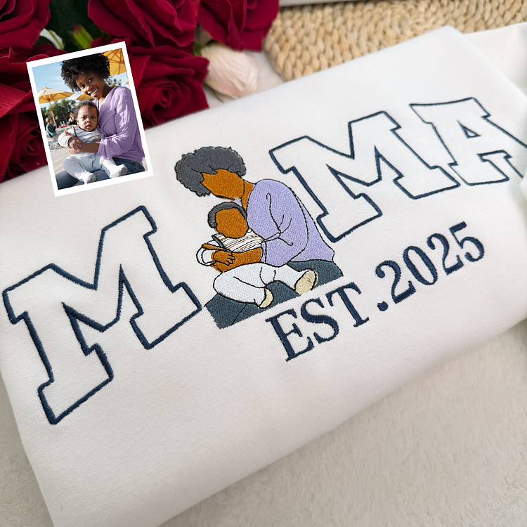 Custom Mama Embroidered Sweatshirt Mommy Name Fleece Crewneck Christmas Gift for Her