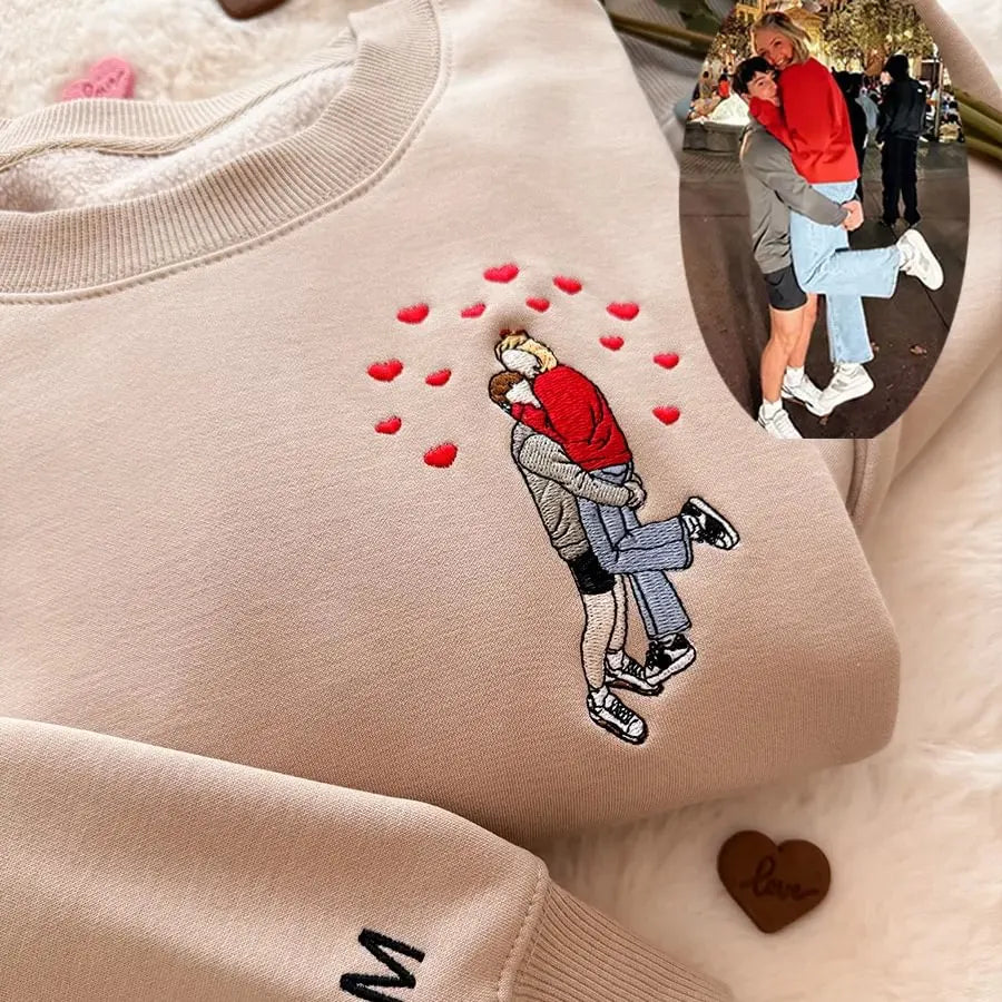 Custom Couple/Family Portrait Sweatshirt from Photo - Personalized Gift