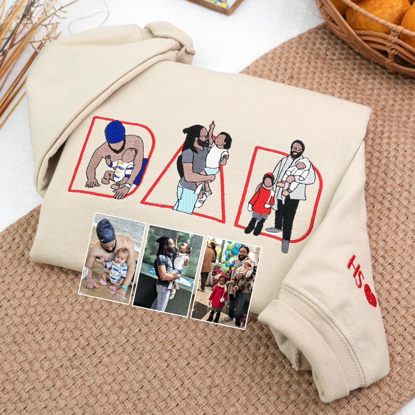 Personalized Father's Day Crewneck | Custom Face Embroidery, Unique Gift for Grandpa Too