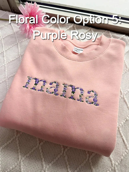 Custom Embroidered Floral Mama Hoodie