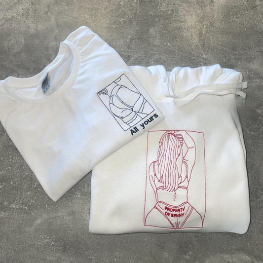 Embroidered Anniversary Hoodie - Personalized Romantic Gift for Couples