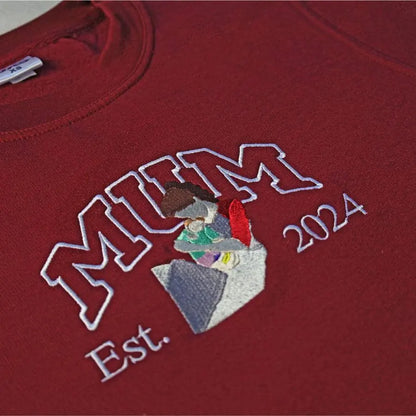 Custom Mama Embroidered Sweatshirt Customizable Mom Name Long Sleeve Fall Gift