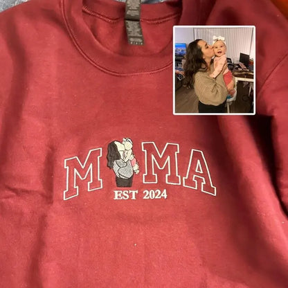 Custom Mama Sweatshirt with Kids Names Embroidered Personalized Mother’s Day Crewneck
