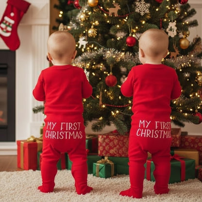 Baby's First Christmas Keepsake Romper - Personalized Soft Long Sleeve Bodysuit
