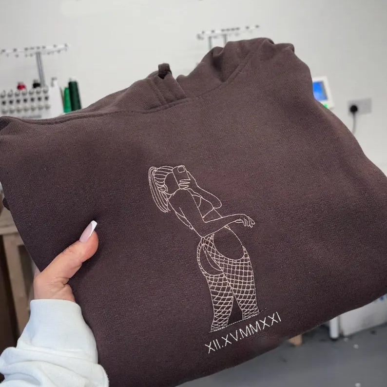 Custom Couples Hoodie with Love Embroidery - Unique Keepsake for Special Dates