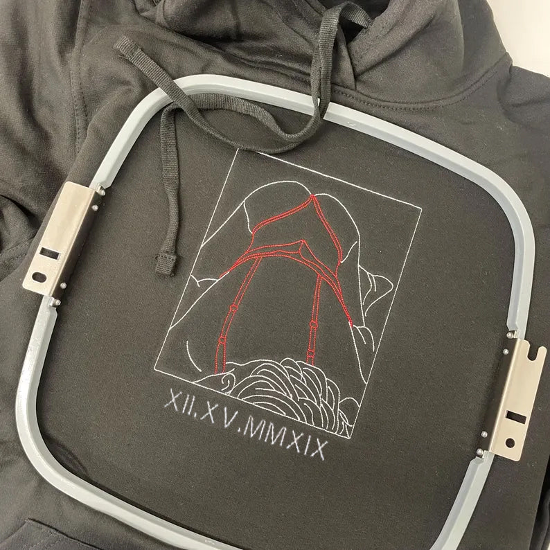 Custom Couples Hoodie with Love Embroidery - Unique Keepsake for Special Dates