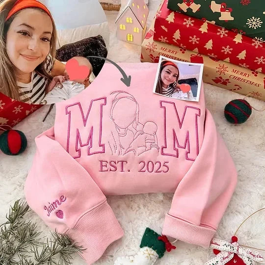 Personalized Family Sweatshirt – Custom Portrait with Names for Mom & Dad
