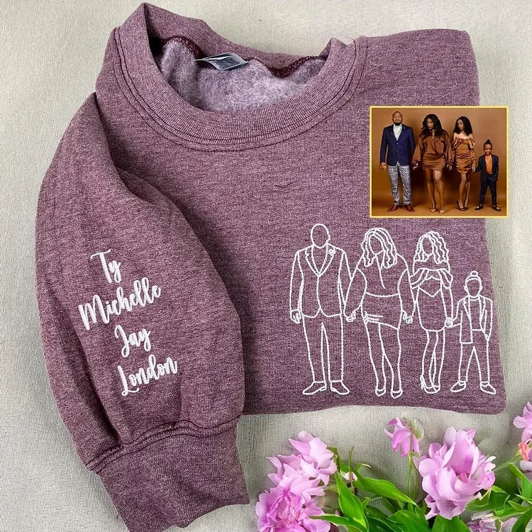 Mother's Day Custom Embroidered Sweatshirt | Turn Photo to Threads, Unique Gift for Mom