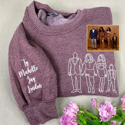 Mother's Day Custom Embroidered Sweatshirt | Turn Photo to Threads, Unique Gift for Mom