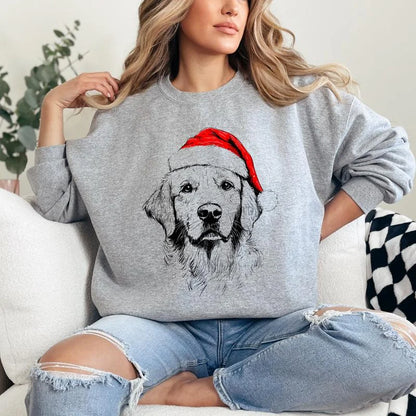 Personalized Pet Christmas Sweater - Custom Dog & Cat Holiday Sweatshirt with Santa Hat Design