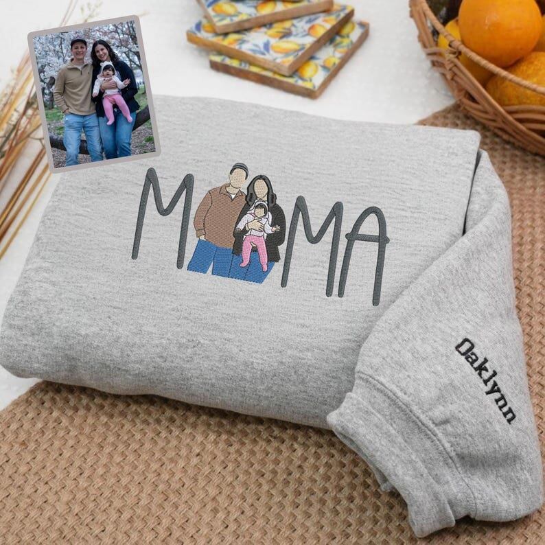 Custom Mama Embroidered Sweatshirt Personalized Name Mother’s Day Gift for Women