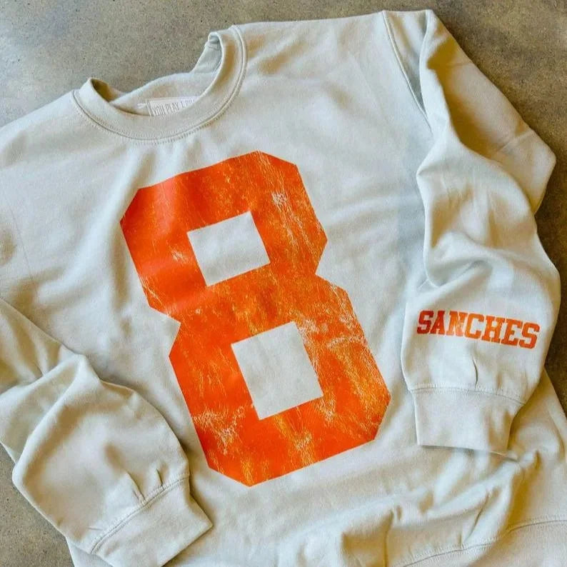 Bold Digit Varsity Sweater – Personalized Distressed Finish