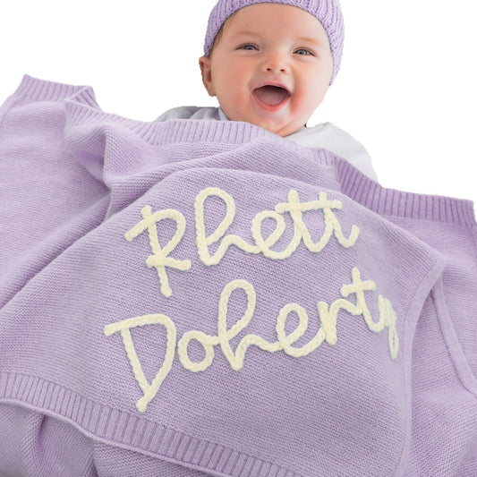 Cuddly soft baby blanket with name embroidery - Made of 100% cotton for strollers and cots