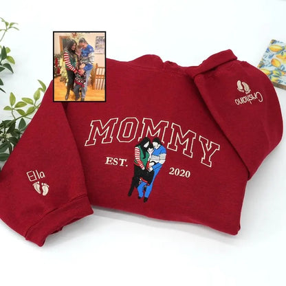 Custom Mama Embroidered Sweatshirt Customizable Mom Name Long Sleeve Fall Gift