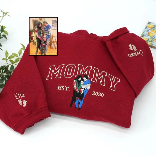 Custom Mama Embroidered Sweatshirt Customizable Mom Name Long Sleeve Fall Gift