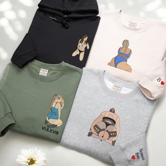 Personalized Heart Embroidery Hoodie - Romantic and Thoughtful Gift for Him/Her