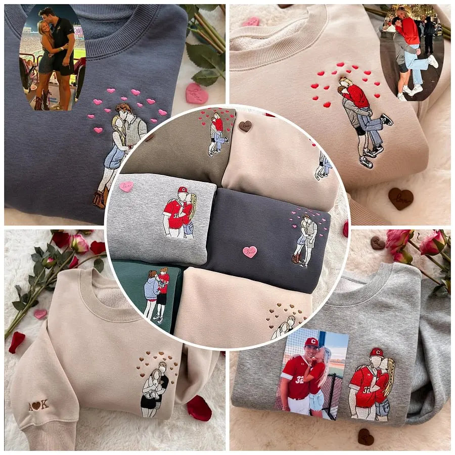 Custom Couple/Family Portrait Sweatshirt from Photo - Personalized Gift