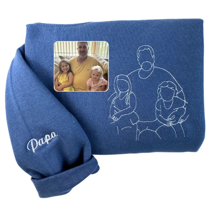 Mother's Day Custom Embroidered Sweatshirt | Turn Photo to Threads, Unique Gift for Mom