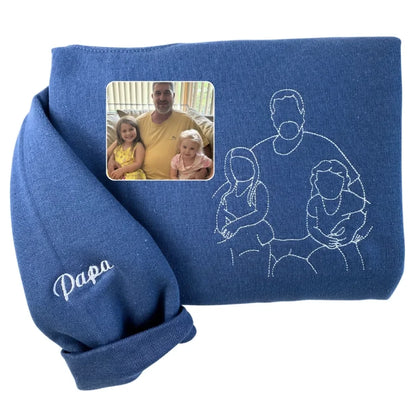 Mother's Day Custom Embroidered Sweatshirt | Turn Photo to Threads, Unique Gift for Mom
