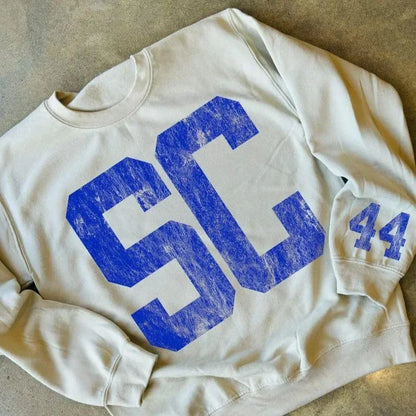Bold Digit Varsity Sweater – Personalized Distressed Finish
