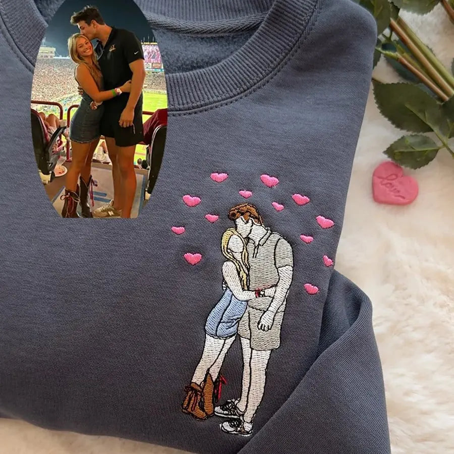 Custom Couple/Family Portrait Sweatshirt from Photo - Personalized Gift