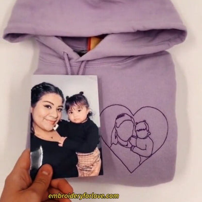 Mother's Day Custom Embroidered Sweatshirt | Turn Photo to Threads, Unique Gift for Mom