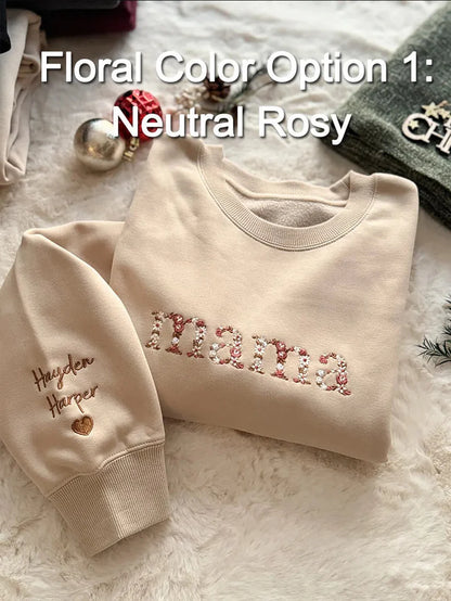 Custom Embroidered Floral Mama Hoodie