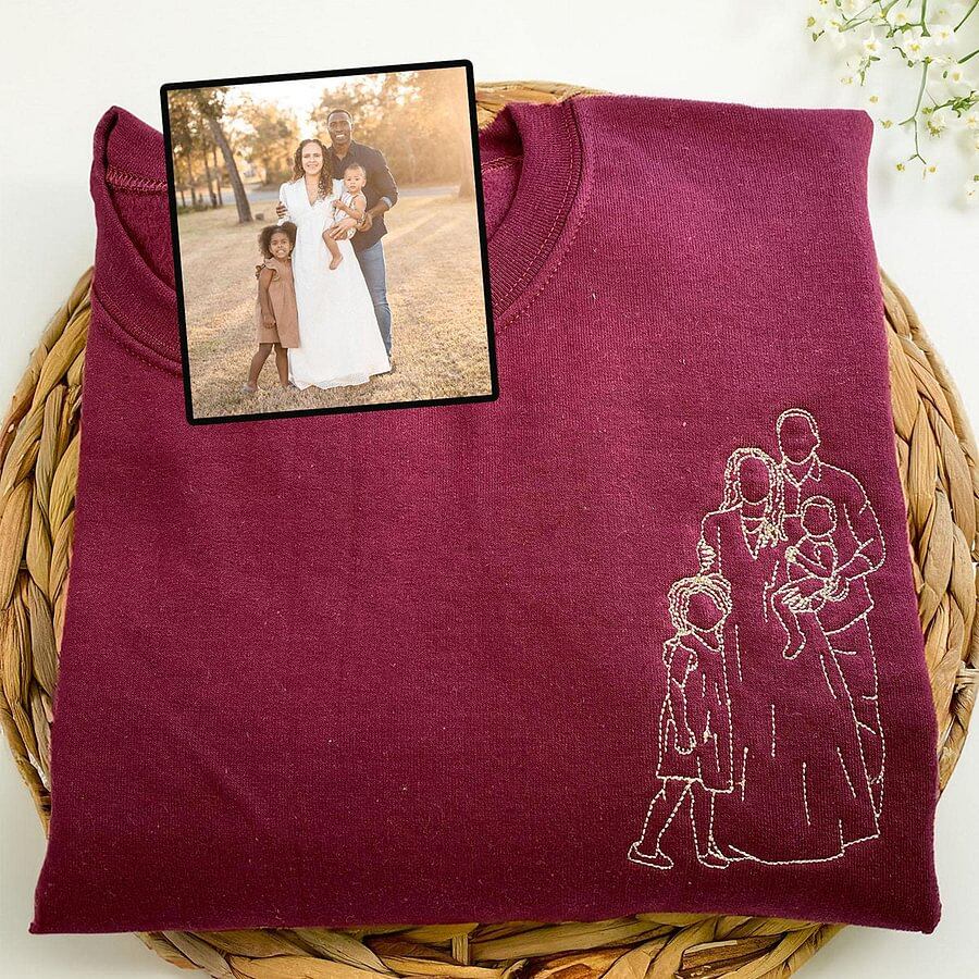 Mother's Day Custom Embroidered Sweatshirt | Turn Photo to Threads, Unique Gift for Mom