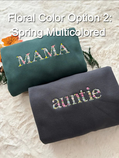 Custom Embroidered Floral Mama Hoodie