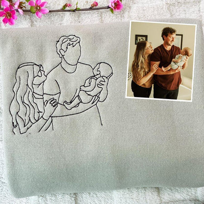 Mother's Day Custom Embroidered Sweatshirt | Turn Photo to Threads, Unique Gift for Mom
