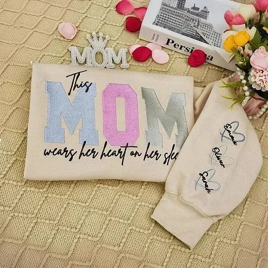 Custom Embroidered Mom’s Love Is Stitched Into Every Hug Sweatshirt | Mother’s Day Gift